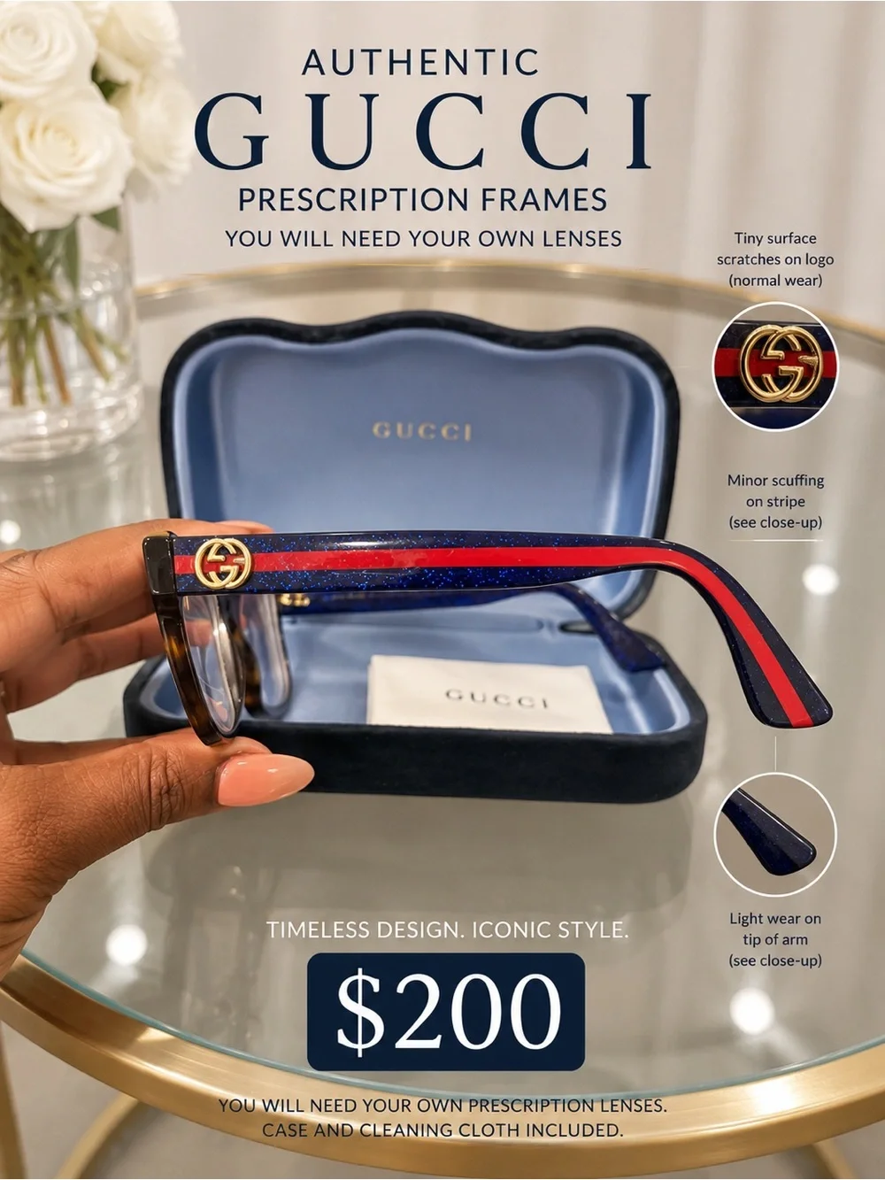 Gucci Black and Transparent Square Women’s Glasses